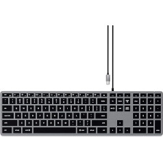 SATECHI Slim W3 vadu tastatūra ar fona apgaismojumu un ciparu tastatūru - izgaismoti taustiņi un USB-C ports - paredzēta M2/ M1 MacBook Pro/Air, M2/ M1 iPad Pro/Air (ASV izkārtojums angļu valodā)