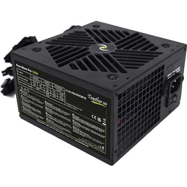 Tecnoware Netzteil Free Silent PRO 750 für erweiterte PCs mit NVIDIA GeForce GTX - RTX Grafikkarte, leiser Lüfter, PCI-E Anschlüsse, CPU 4+4, SATA, Molex