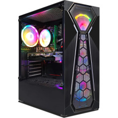 STGsivir - Spēļu galddators - Radeon RX 580 8 GB GDDR5, Celeron G5905 3,5 GHz, 16 GB RAM, 1 TB SSD, 600 M WiFi, BT 5.0, RGB ventilators x 4, W11H64 Spēļu datora tornis spēlētājiem un straumēšanai