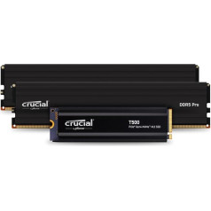 Crucial T500 2TB Gen4 NVMe M.2 iekšējais spēļu SSD diskdziņš ar radiatoru un Crucial Pro Desktop RAM 48GB komplekts (2 x 24GB) DDR5 6000MHz