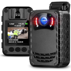 BOBLOV N9 Mini ķermeņa kameras Full HD 1296P Body Mount kamera Maza portatīva nakts redzamības policijas ķermeņa kamera ikdienas aizsardzībai vai ārpustelpu ceļojumiem Mazākais ķermenis (karte nav iekļauta)