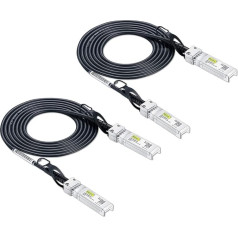 10Gtek Pack of 2 SFP+ DAC Twinax Cable 2 m (6,5 ft), 10G SFP+ to SFP+ Direct Attach Copper Passive Cable for Cisco SFP-H10GB-CU2M, Ubiquiti UniFi, TP-Link, Netgear, D-Link, Zyxel, Mikrotik and More