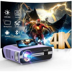 Gudrais 4K spēļu projektors Dienas gaismas projektors Mājas kinozāles 1000ANSI LED āra filma Full HD 1080P WiFi 6+5G Bluetooth 2+16G Android TV WiFi USB HDMI 300 collu displejs Saderīgs ar Fire