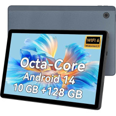 Yicty Tablet 11 дюймов 8 ядра Android 14 планшетный ПК 10 ГБ + 128 ГБ 1 ТБ расширения 1280x800 HD IPS сенсорный экран 5MP + 8MP двойная камера 6800mAh Widevine L1 Face ID Wi-Fi Bluetooth (с