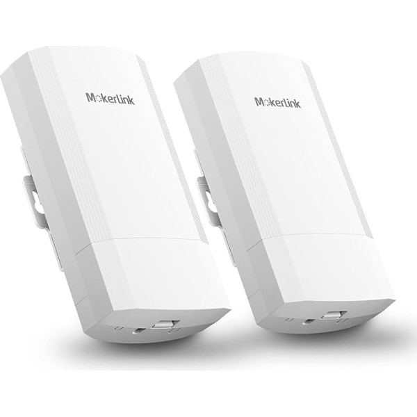 MokerLink WiFi tilts, bezvadu ārtelpu CPE PtP un PtMP pārraidei, 5.8GHz 900Mbps 2-3km attālums, ar PoE adapteri, 2 Ethernet pieslēgvietas, 2 iepakojumā