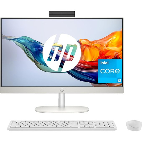 HP All-in-One 24-cr0013ss - Galda dators ar 23,8 collu FHD (Intel Core i3-N300, 8 GB RAM, 512 GB SSD, Intel UHD Graphics, bez operētājsistēmas), balts, spāņu QWERTY tastatūra