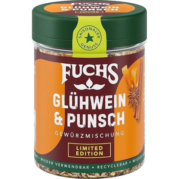 Fuchs Spices - karstvīna un punša garšvielas - Ziemassvētku garšvielu maisījums vīnam un punšam - izgatavots no dabīgām sastāvdaļām - 40 g atkārtoti lietojamā, pārstrādājamā skārdenē