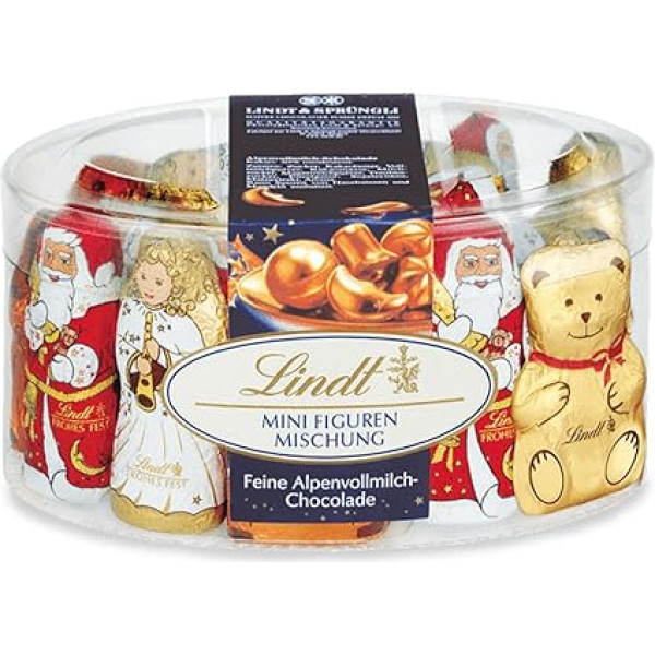 Lindt šokolādes mini figūriņu maisījums, 200 g, smalkāko Alpu piena šokolādes mini maisījums, šokolādes dāvana Ziemassvētkiem, Ziemassvētku šokolāde