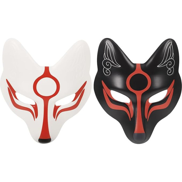 VALICLUD Lapsa maska Pieaugušo sejas maska Pusmaska Japāņu Kabuki Kitsune Cosplay kostīmu maska maskarādes balle karnevāls Fancy Dress tēma puse Maskarāde teātris Fancy Dress Pack of 2