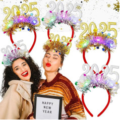 JeVenis Glitzernde 2025 Happy New Year Party Supplies 2025 Photo Booth Requisiten Happy New Year Hut Happy New Year Stirnband Silvester Party Hut Silvester Party Supplies Photo Booth Prop