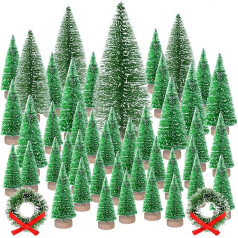 Kuuqa Mini Sizala sniega sals Ziemassvētku eglītes pudele suka koki Plastmasas ziemas sniega ornamenti Tabletop koki ar Merry Christmas burtiem Xmas Party Home Party Diorama Models