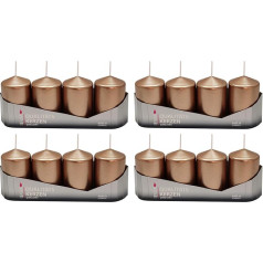 Pillar Candles Bronzas lakots Iepakojumā 16 (4 x 4 gab.) Izmērs Aptuveni 50 x 80 mm Adventes sveces Ziemassvētku sveces Pillar Candles