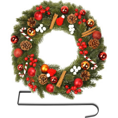 OSTWOLKE Türkranz Weihnachten 40cm, Adventskranz Künstlich, Weihnachtskranz Haustür mit Haken aus Metall, Weihnachtstürkranz mit Weihnachtskugeln Weihnachtsdeko, Hängekranz aus PVC für Innen und Außen