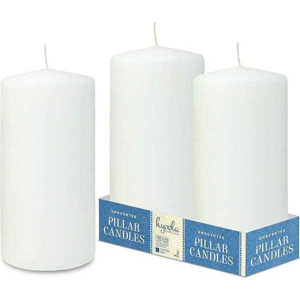 Hyoola White Pillar Candles 10 x 20 cm - Nekoncentrētas sveces, lielas - 2 sveces, ar ilgu degšanas laiku, ražotas ES