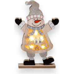 SHATCHI Sniegavīrs LED koka Ziemassvētku Ziemassvētku Ziemassvētku Santa Sniegavīrs ziemeļbriedis Ziemassvētku mājas iekštelpu galda rotājumi Ornaments Centerpiece, 27cm