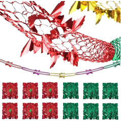 12 Stück Weihnachts-Deckendekorationen, 2,7 m, Weihnachts-Folien-Girlande, festliche Deckendekoration, Weihnachts-Foliengirlande, festliche hängende Lametta-Wirbel-Dekorationen für Weihnachten,