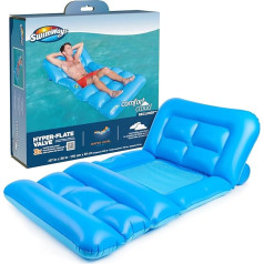 ‎Swim Ways Swimways Comfort Cloud atpūtas krēsls ar ātru piepūšanu, krūzes turētāju un kāju paliktni, lielizmēra piepūšamie baseina peldlīdzekļi pieaugušajiem