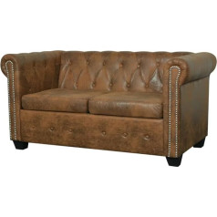 Koieceta Chesterfield dīvāns Birojs 2-vietīgs mājas mēbeles mākslīgās ādas Vintage polsterēta dīvāns atpūtas dīvāns dīvāns atpūtas stūrītis brūns