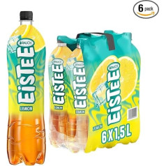 Rauch Iced Tea Lemon Gaivinanti ledinė arbata su citrinų skoniu, pagaminta iš juodosios arbatos ir erškėtuogių Gaivinanti arbata troškuliui malšinti 6 x 1,5 litro PET butelis