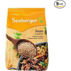 Seeberger sezama sēklas, nelobītas, 9 gab. iepakojumā: Īpaši uzturvielām bagātas sezama augu sēklas - ēdiena gatavošanai un cepšanai - bez piedevām, vegāniskas (9 x 250 g)