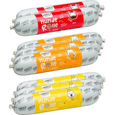 PURBELLO Dog Roll mitras barības maisījums II - 3 x vistas gaļa, 3 x pīles gaļa, 2 x liellopa gaļa - monoproteīnu barība su augstu gaļas saturu - izturīga pret suņu desu sagriešanu un nesatur graudus (8 x 400 g)