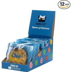 Kookie Cat Chia & Lemon Vegan Sīkfaili individuālā iepakojumā, bez glutēna, bez sojas, organiski, Indijas rieksti un auzas - 12 x 50 g daudzpakas