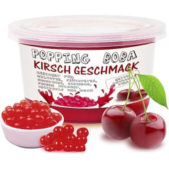 Oriģinālās burbuļtējas bumbiņas - 490 g Boba Pearls Cherry Flavour, popping tea augļu bumbiņas, augstas kvalitātes oriģinālās augļu bumbiņas, 100% vegānu un bez glutēna