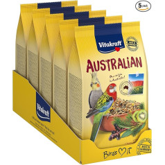 Vitakraft Australian, barība lielajām papagaiļiem, ar vitamīniem un minerālvielām, ar kuņģa akmentiņiem kuņģa darbības atbalstam, bez pievienotā cukura (5x 750g)