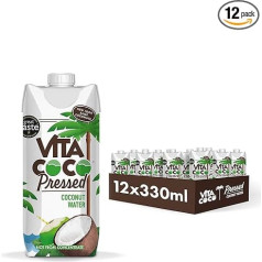 Vita Coco - spiests kokosriekstu ūdens 12 x 330 ml, dabiski mitrinošs, ar elektrolītiem, bez lipekļa, pilns ar C vitamīnu un kāliju, kokosriekstu garša
