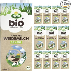 Arla Durable ganību piens 3,8% tauku govs piens 1000 ml x 12 gab.