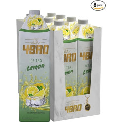 4BRO Ice Tea Lemon - gaivinanti ledinė arbata su citrinų skoniu, sandariai uždaromas dangtelis - 8 x 1 l