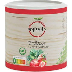 myfruits zemeņu pulveris, 150 g, 100% zemeņu pulveris, žāvētas un samaltas, augļu pulveris kokteiļiem, kokteiļiem un jogurtam.