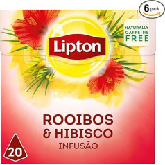 Lipton - Rooibos Hibiscus Infusion - 6 x 20 piramīdveida tējas maisiņi (kopā: 120 gab.)