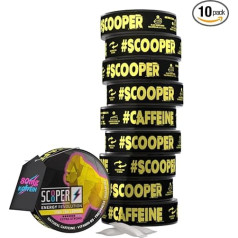 SCOOPER Energy 10 x Iced Tea Lemon Xtra Strong | 80 mg kofeīna vienā iepakojumā | 12 iepakojumi skārdenē | Bez cukura un vegāns | 7,2 g