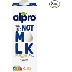 Alpro Not MLK Augu piena alternatīva pilnpiena 3,5% 1 L | 8 iepakojumi (8 x 1 litrs)