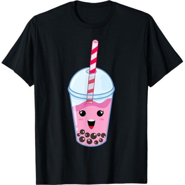 Kawaii Boba piena tēja Cute Strawberry Bubble Tea Lover Dāvanu T-krekls