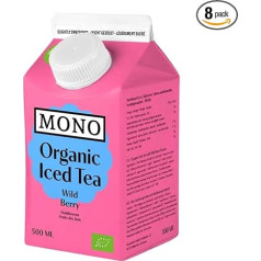 MONO organiskā ledus tēja bez cukura 8 x 500 ml Wild Berries - Zero Drinks - bezkaloriju ledus tēja - augļu tēja - Icetea Zero - organiskā augļu tēja uzglabāšanas iepakojumā - ledus tēja bez kalorijām - ražots Latvijā