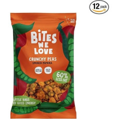 BITESWELOVE Crunchy Peas Smoked Paprika | 100% vegāniskas, veselīgas un gardas uzkodas | augu izcelsmes | proteīnu avots un daudz šķiedrvielu | 12 iepakojumu kaste (12 x 30 g)