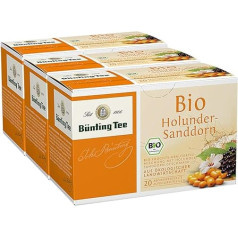 Bünting Tee Organic Elderberry smiltsērkšķu ogas, 20 glāžu maisiņi, iepakojums 3 gab.