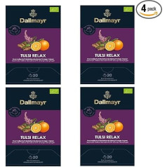 Dallmayr Tulsi Relax organiskā tēja Tulsi Relax Ginger Orange 20 piramīdas 2,5 g iepakojumā 4 gab.