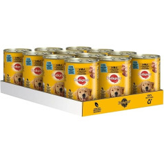 Pedigree pieaugušo suņu barība, 3 putnu gaļas veidi, 12 kārbas (12 x 400 g)