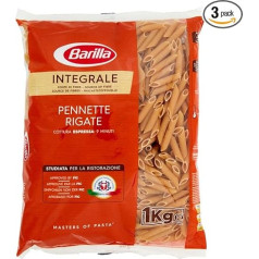 Barilla Pilngraudu makaroni Pennette Rigate Integrale - 3 gabali (3 x 1 kg)