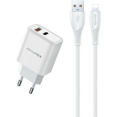 Lādētājs gan pd81l 22,5w usb+usb-c + usb/ zibens kabelis