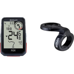 SIGMA SPORT ROX 4.0 melns velosipēda dators Bezvadu GPS un navigācija, ieskaitot GPS turētāju Āra GPS navigācija ar augstuma mērīšanu un īsu aizmugurējo stiprinājumu Vīriešu stūres stiprinājums, melns, viens