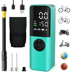 GPUTEK Electric Bicycle Pump, Mini Air Pump Bicycle 150 PSI with Digital Pressure Gauge, Electric Rechargeable with Valve Accessories for Road Bike, Mountain Bike, E-Bike, Motorcycle