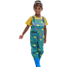 Waders for Boys and Girls - Waders for Children, Waterproof Rain Trousers with Boots, Junior Braces, Mud Trousers, Rain Boots, Non-Slip Sole, Wellington Boots for Teenagers for 2-15 Years