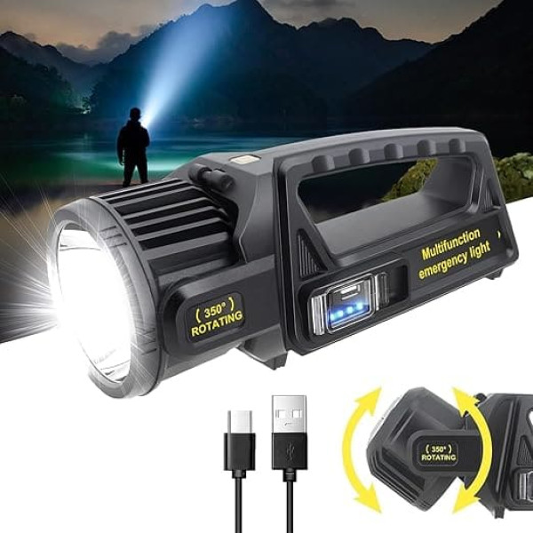 LETOUR LED rokas gaisma, LED lukturītis 350,000 LM Ultra Long Standby High Performance Waterproof Camping Lantern 7 Modes Super Bright LED Searchlight (Retro Look)