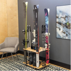 Teal Triangle Free Standing Ski Organiser, Floor Stand for 4 Skis, Poles, Boots, Bags and More