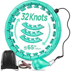 APzek Svara vingrinājumu aplis Plus Size, 32 noņemami mezgli pieaugušajiem un iesācējiem, 2 in 1 vēdera fitnesa masāža bez kritiena Smart Hooola Hoop ar automātisko rotējošo bumbu