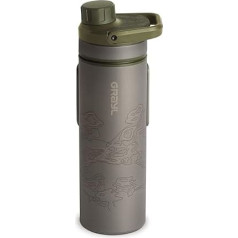 GRAYL Titanium UltraPress 500 ml ūdens filtra pudele Olive Drab - filtrs pārgājieniem, kempingiem, izdzīvošanai, ceļojumiem